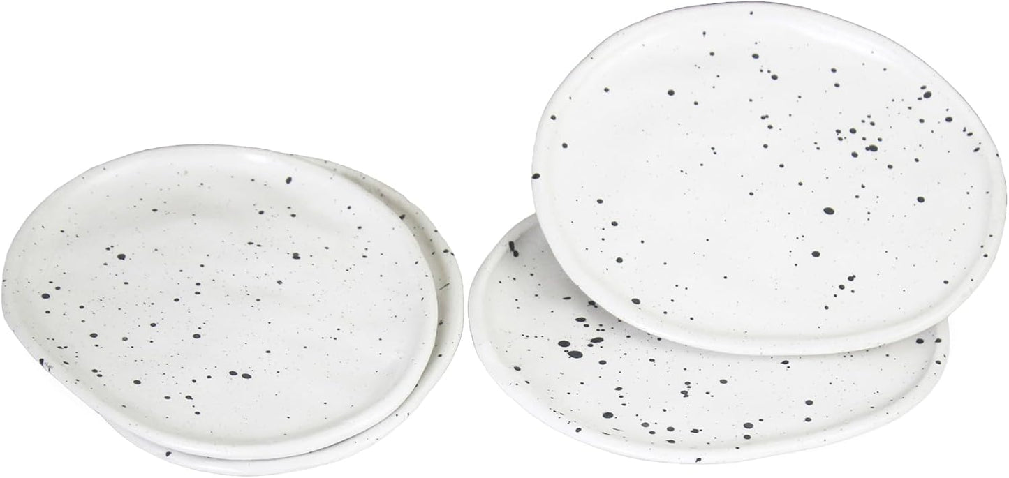 Clovise: Ceramic Canape Plates (5.5 inch Set of 4, Egg White Speckled)