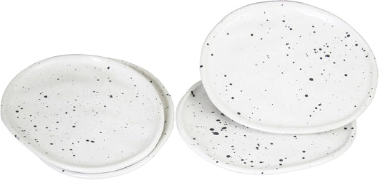 Clovise: Ceramic Canape Plates (5.5 inch Set of 4, Egg White Speckled)
