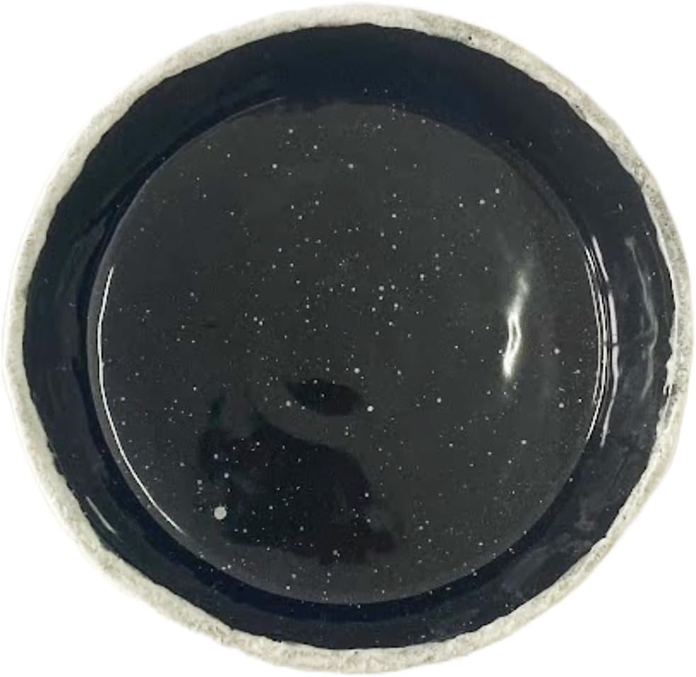 Clovise: Ceramic Tableware, Assorted Sets, Rustic White and Glossy Jet-Black Speckled, Hand Glazed, Microwave and Dishwasher Safe (Canape x 4)